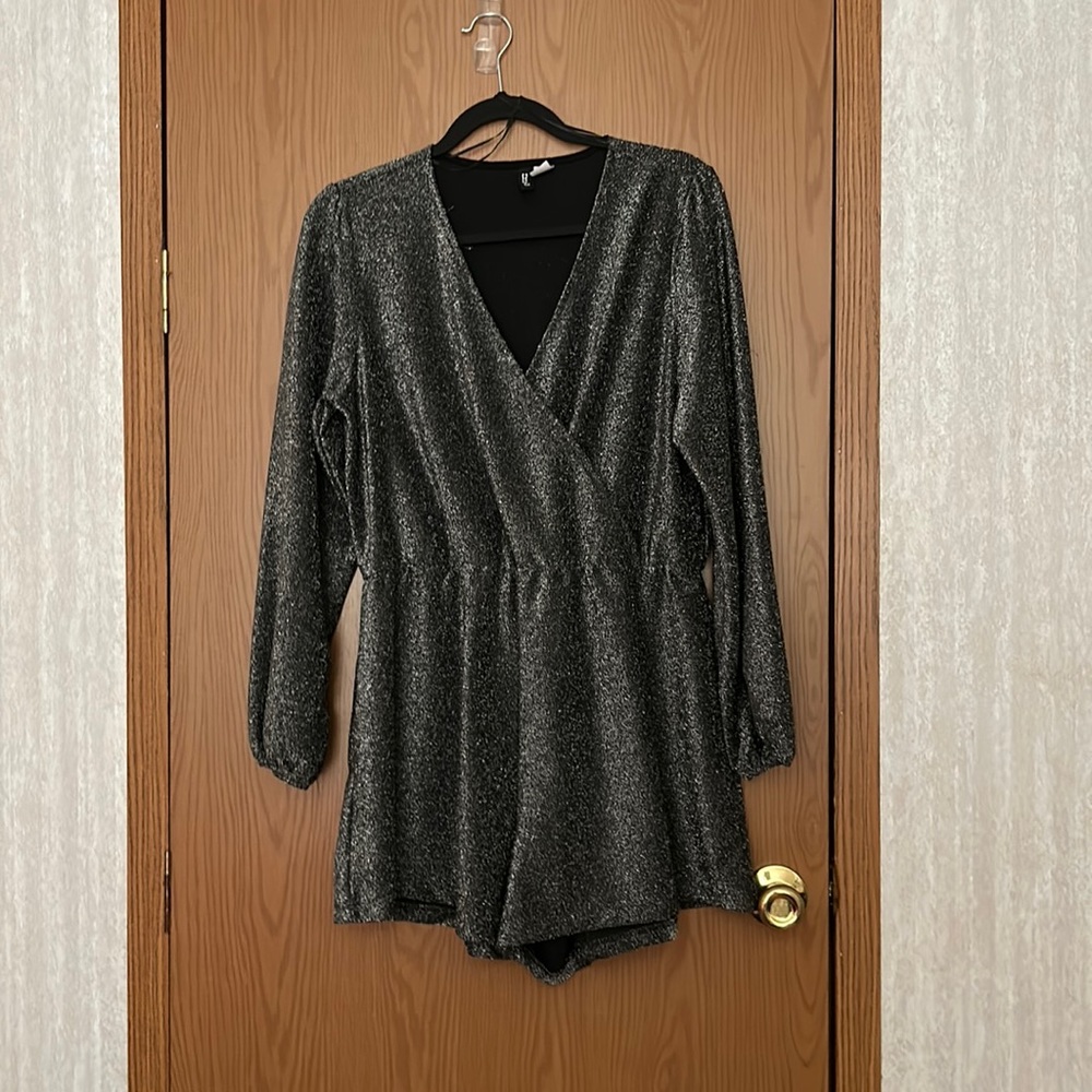 H&M black and silver sparkle romper